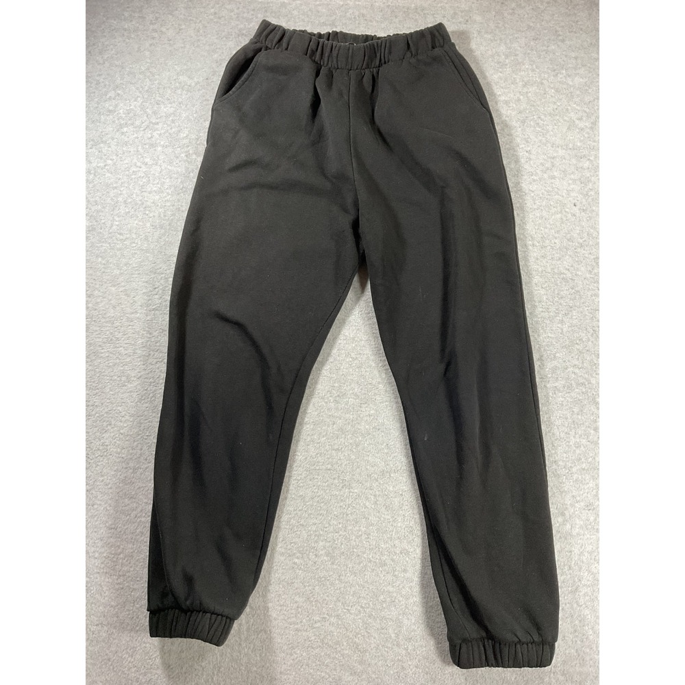 Zara Women Black Fleece Lined Joggers Elastic Waist Sweatpants Medium 2460